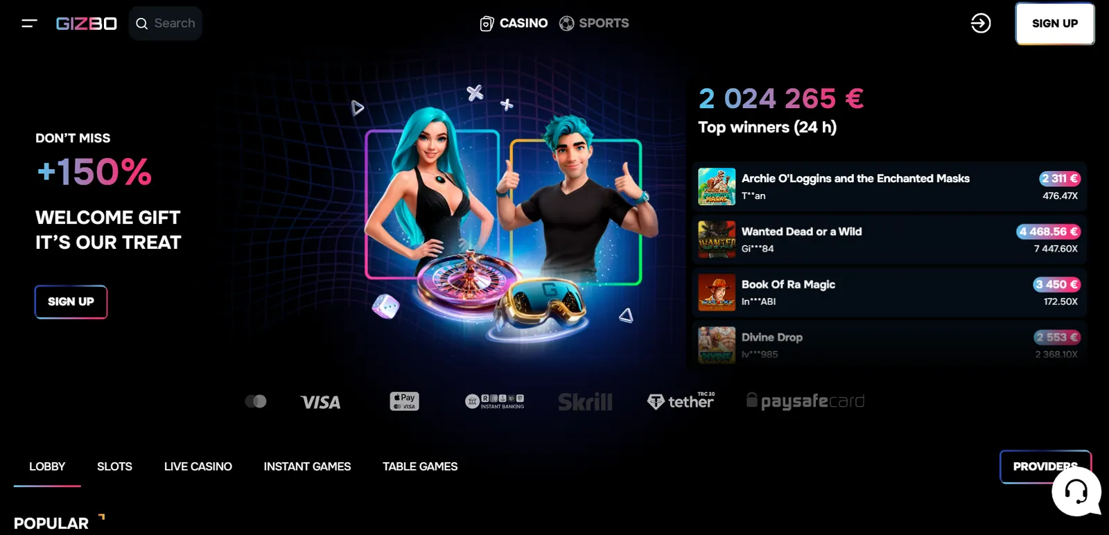 лучшие онлайн-казино 2026 Gizbo Casino